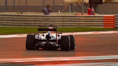 Sun sets over the circuit during second practice for the Aby Dhabi Grand Prix. Valdrin Xhemaj/EPA