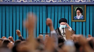 Iran's supreme leader, Ayatollah Ali Khamenei, meets students in Tehran last week. EPA