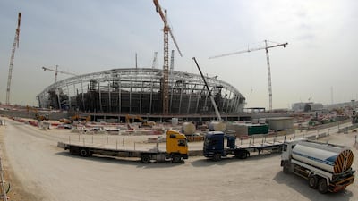 Construction work at the Zaha Hadid-designed Al-Wakrah Stadium on the outskirts of Doha. Karim Jaafar / AFP