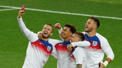 Eric Dier, left, with Dele Alli, Kieran Trippier and Jack Butland has credited improvements made after Euro 2016 for helping England improve to the extent they are in the semi-finals of the World Cup. Christian Hartmann / Reuters