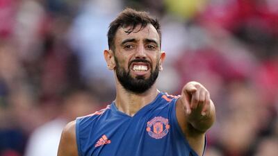 United midfielder Bruno Fernandes during training. Reuters