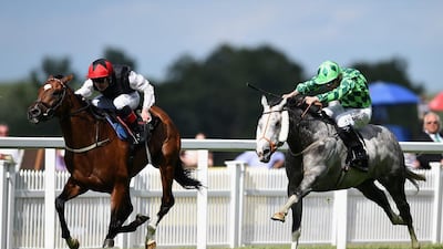 Jockey Pat Smullen rides Free Eagle, left, to victory over Jamie Spencer riding The Grey Gatsby in the Prince of Wales's Stakes during Day 2 of Royal Ascot 2015 at Ascot Racecourse on June 17, 2015 in Ascot, England. (Photo by Christopher Lee/Getty Images)