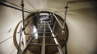 The inside of a wind turbine.