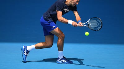 Novak Djokovic returns a backhand. EPA