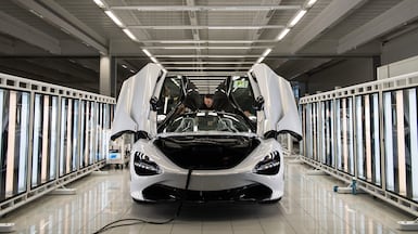 A McLaren 720S is seen on a production line at the McLaren production centre in Woking, Surrey.