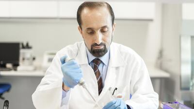 Dr Mohammad Al Deeb, associate professor of entomology, in the biology laboratory at UAE University where he is researching how to manage the Musca domestica, or house fly. Reem Mohammed / The National