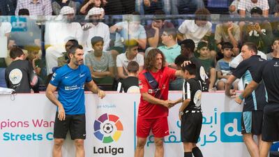 Carles Puyol was on hand at the du Football Champions finals day to offer coaching and advice. Courtesy du Football Champions