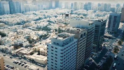 A screen grab from a YouTube video posted by the Department of Transport shows an unmanned aerial vehicle patrolling the capital's streets. Department of Transport