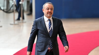 Nuh Yilmaz, then Turkey's deputy foreign minister, arrives at the Europa Building in Brussels in March, for a conference on supporting Syria's post-Assad transition. AFP