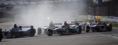 Drivers compete during the 2018 Mexico City E-Prix at the Hermanos Rodriguez racetrack in Mexico City. Sashenka Guttierez/EPA