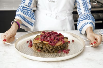 Warak enab or vine leaves with cranberries by Lama Jammal. Photo: Uschi Irani