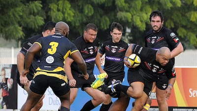Dubai Exiles, in black, were crowed UAE Premiership champions in isolation. Courtesy Dubai Exiles