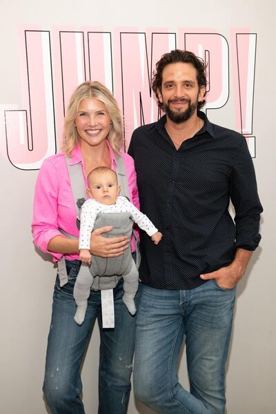 Amanda Kloots and Nick Cordero attend the Beyond Yoga x Amanda Kloots Collaboration Launch Event on August 27, 2019 in New York City. AFP