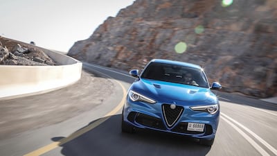 The Alfa Romeo Stelvio Quadrifoglio at Jebel Jais. Alfa Romeo