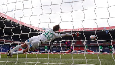 Kylian Mbappe scores PSG's second goal from the penalty spot. Reuters