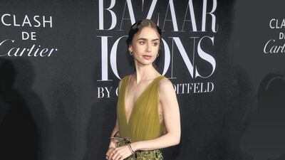 Actress Lily Collins attends as Harper's Bazaar Icons event in Georges Hobeika. Supplied