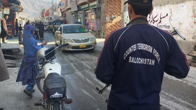 Security forces on the streets of Quetta, where armed separatists are waging war against government security forces. Colin Freeman for The National