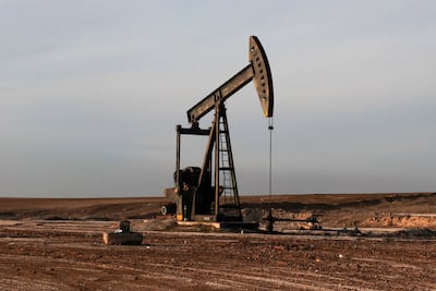 A pumpjack operating at an oilfield in Hasakah province in north-eastern Syria. EPA