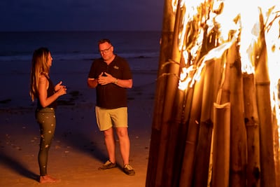Professor Andreas Liefooghe, right, leads the retreat. Photo: Retreat & Conquer / Nihi Sumba