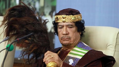 Former Libyan leader Muammar Gaddafi shortly before he was driven from Tripoli and toppled. AP