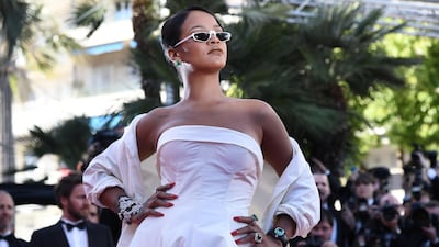 Rihanna in Dior at a screening of 'Okja' at Cannes Film Festival in 2017. AFP
