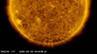 A family of sunspots were first flagged by Nasa on May 29, which caused the largest solar flare since 2017. Courtesy: Nasa