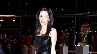 Amal Clooney, wearing vintage Saint Laurent, at the 66th Berlinale International Film Festival on February 11, 2016 in Germany. Getty Images