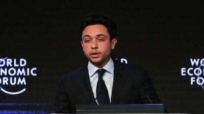Crown prince Hussein bin Abdullah of Jordan addresses the opening session of the World Economic Forum at the Dead Sea resort of Shuneh, west of the Amman, on May 20, 2017. Khalil Mazraawi / AFP