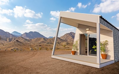 With peak views of the Hajar Mountain range, the cabins come with all the amenities you need for a comfortable getaway. Photo: JA Resorts and Hotels