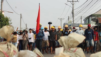 Protesters take part in a demonstration against the military coup in the coastal city of Dawei. AFP