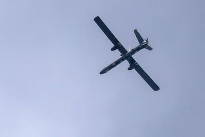 An Israeli drone flying over the country near its border with Lebanon. Reuters