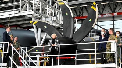 German Defence Minister Christine Lambrecht visits an air force base in Wunstorf, northern Germany. Reuters