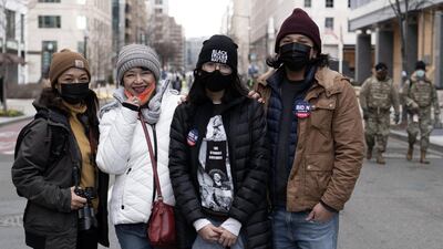 Vianney Mendoze and her family flew from Southern California to be in Washington for the inauguration of President Joe Biden and Vice President Kamala Harris. Willy Lowry / The National