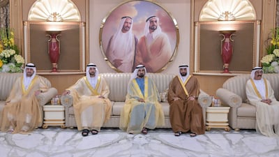 Sheikh Mohammed bin Rashid, Vice President and Ruler of Dubai, received Eid Al Adha greetings at Zabeel Palace from a number of sheikhs, ministers, senior civil and military officials. He was joined by Sheikh Hamdan bin Mohammed, Crown Prince of Dubai, Sheikh Maktoum bin Mohammed, First Deputy Ruler of Dubai, Sheikh Ahmed bin Mohammed, Second Deputy Ruler of Dubai, and Sheikh Mansoor bin Mohammed, chairman of Dubai Sports Council. All photos: Wam