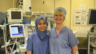 Farah Roslan (left) poses with Gill Tierney, her mentor at Royal Derby Hospital