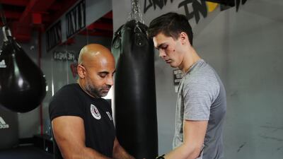 Hopey Price with Dave Coldwell during training in Dubai.