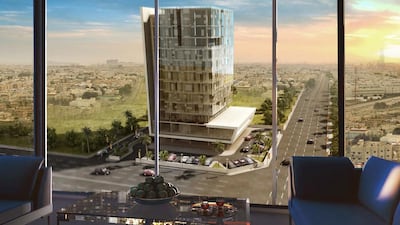 Above, an illustration of the 14-storey CMC Tower on King Fahd Road in Riyadh. Courtesy Cayan Group