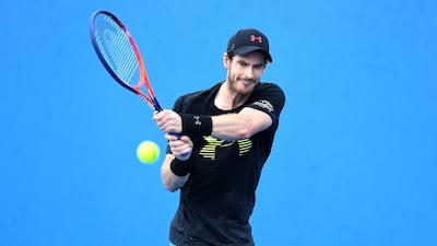 Andy Murray plays a backhand in a warm-up session during Day 1 at the 2018 Brisbane International at Pat Rafter Arena on December 31, 2017. The world No 16 withdrew from the tournament on Tuesday. Bradley Kanaris / Getty Images