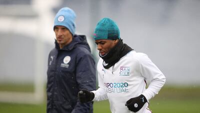Raheem Sterling during a Manchester City training session. Reuters