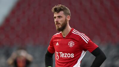 Manchester United goalkeeper David de Gea at training. Reuters