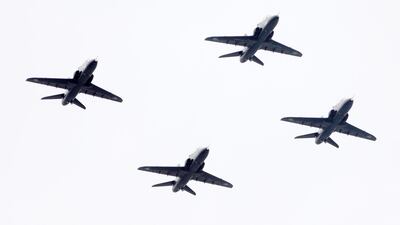 A flypast by the British Royal Air Force (RAF) four Hawk aircraft from 100 and 736 squadrons, during the commemorations for the 75th Anniversary of the D-Day landings in Southsea Common, Portsmouth, Hampshire. EPA