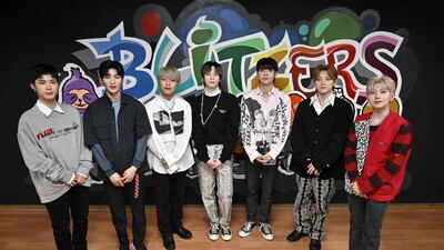 Members of the K-pop boy band Blitzers pose for a photo at a rehearsal studio in Seoul. AFP