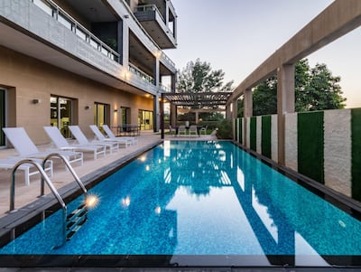 The Palm Jumeirah apartment comes with its own generously-sized private pool. Courtesy Luxhabitat Sotheby's International Realty
