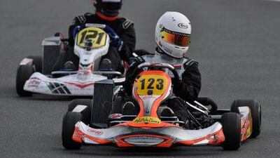 Sanad Al Rawahi swept all three races in the Rotax Max Seniors class at Dubai Kartdrome.