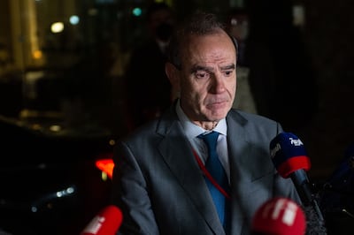Enrique Mora, the EU diplomat leading the talks, speaks to journalists in Vienna after the first day of the resumption of negotiations. AFP