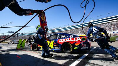 William Byron pits during a Nascar Cup Series race at the Las Vegas Motor Speedway on Sunday, February 23. AP