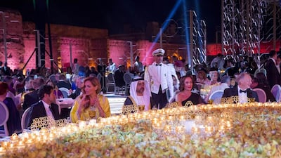 Sheikh Hamed bin Zayed, Chairman of Crown Prince Court - Abu Dhabi and Managing Director of the Abu Dhabi Investment Authority, third right, attends the 10th anniversary of the Lalla Salma Foundation - Prevention and Treatment of Cancers, in Marrakech, Morocco. Rashed Al Mansoori / Crown Prince Court - Abu Dhabi