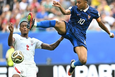 Ezri Konsa, left, appeared in all eight of England's games at the 2026 World Cup. AFP
