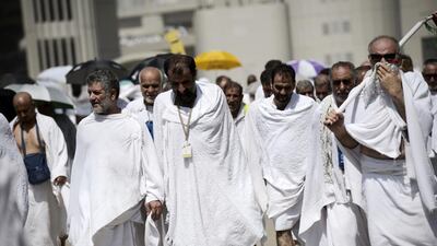 Pilgrims at Mina. UAE authorities have issued warnings to faithful about Mers virus and safe travel. Mohammed Al Shaikh / AFP