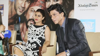 Kajol, left, and Shah Rukh Khan rank among Bollywood’s best on-screen couples. Their last film together was 2010’s My Name Is Khan. Sarah Dea / The National